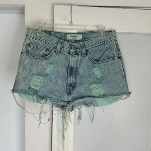 Urban Outfitters Vintage Acid Wash Levi's High Waisted Destroyed Denim Shorts